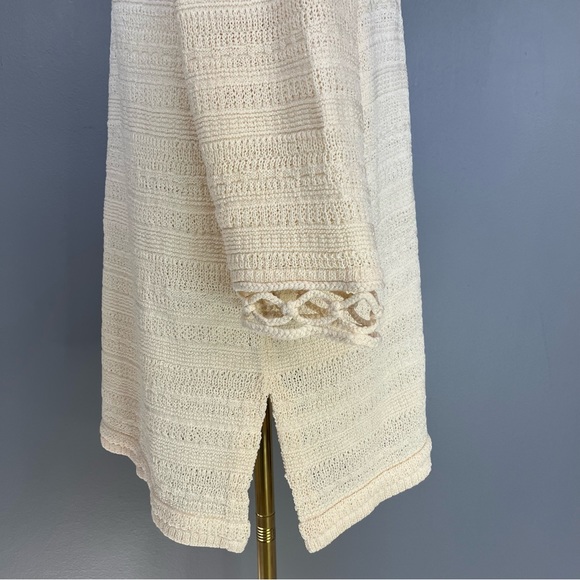 ST. JOHN SPORT Ivory Cream Textured Knit Stripe Wool Blend Tunic Top Size XL - Picture 6 of 11